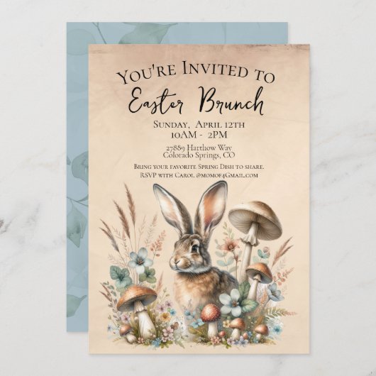 Spring Jack Rabbit Einladung (Vorne/Hinten)