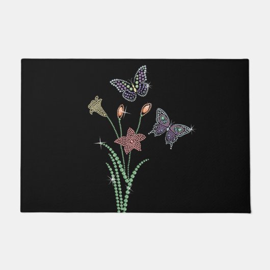 Spring Jewels Blume Kristall Butterfly Fußmatte (Vorderseite)