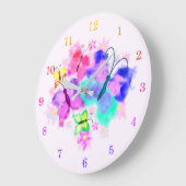 Spring Joy Butterflies Wall Clock - Aquarellkunst Große Wanduhr (Winkel)