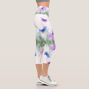 Spring Joy - farbenfrohe Schmetterlinge fliegen in Capri Leggings
