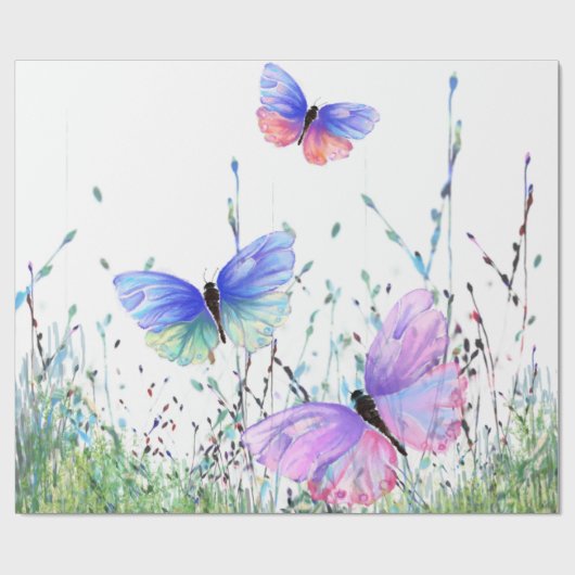 Spring Joy - farbenfrohe Schmetterlinge fliegen in Geschenkpapier (Flach)