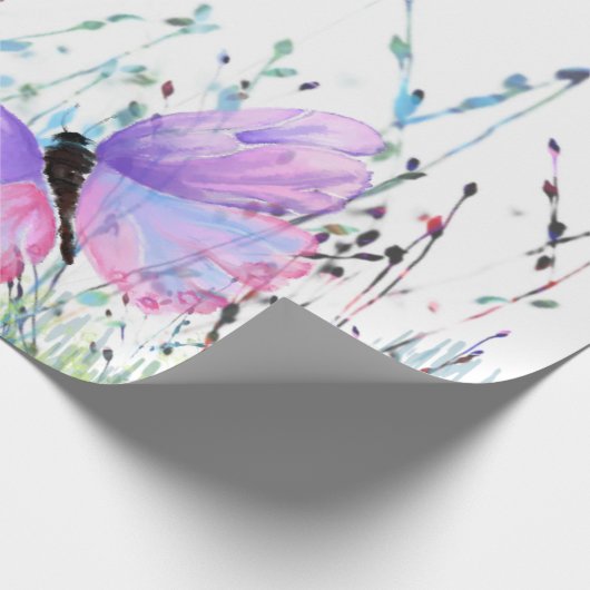 Spring Joy - farbenfrohe Schmetterlinge fliegen in Geschenkpapier (Ecke)