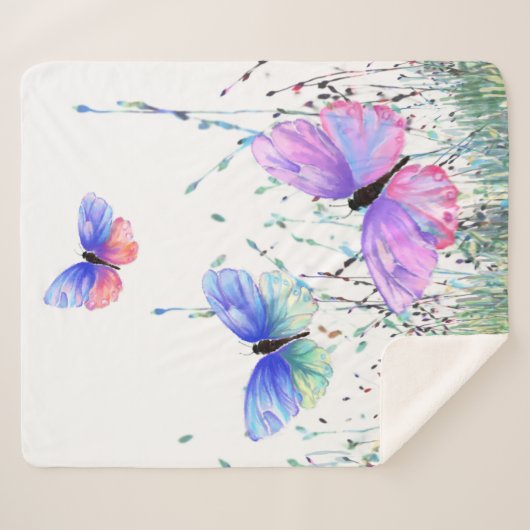 Spring Joy - farbenfrohe Schmetterlinge fliegen in Sherpadecke (Vorderseite (Horizontal))