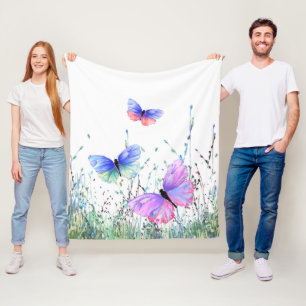 Spring Joy Fleece Blanket Butterflies Flying