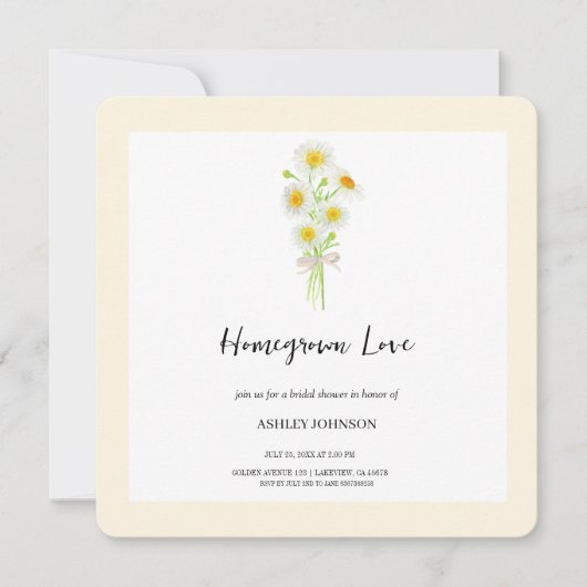 SPRING Kamille Einfache Brautdusche Einladung (Vorderseite)