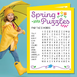 Spring Kids Puzzles Activity Card Karte