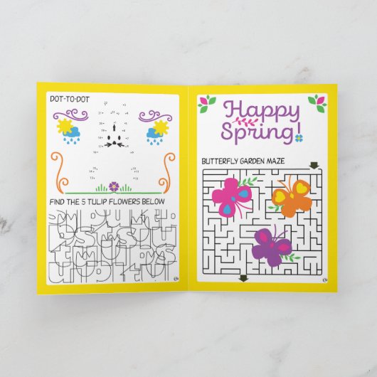 Spring Kids Puzzles Activity Card Karte (Innenseite)