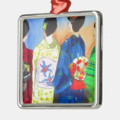 Spring Kimono Japanisch Geisha Art Ornament Aus Metall (Links)