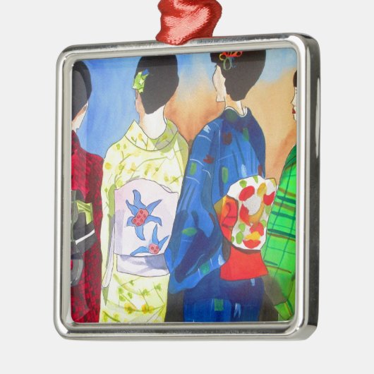 Spring Kimono Japanisch Geisha Art Ornament Aus Metall (Links)