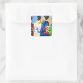 Spring Kimono Japanisch Geisha Art Quadratischer Aufkleber (Tasche)