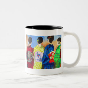Spring Kimono Japanisch Geisha Art Zweifarbige Tasse