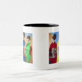 Spring Kimono Japanisch Geisha Art Zweifarbige Tasse (Mittel)