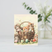 Spring Kitten Oaster Basket Feiertagspostkarte (Stehend Vorderseite)