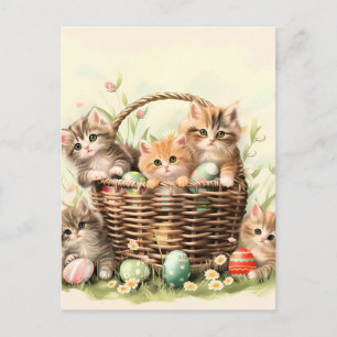 Spring Kitten Oaster Basket Feiertagspostkarte