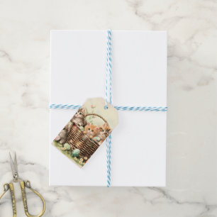 Spring Kitten Oaster Basket Geschenkanhänger