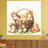 Spring Kitten Oaster Basket Leinwanddruck (Insitu (Wohnzimmer))