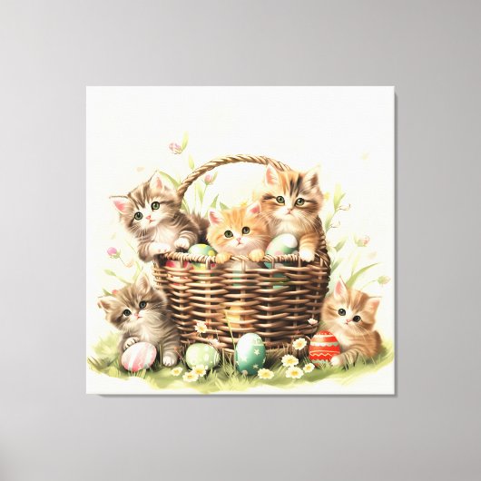Spring Kitten Oaster Basket Leinwanddruck (Vorderseite)
