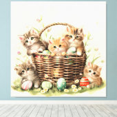 Spring Kitten Oaster Basket Leinwanddruck (Insitu (Holzboden))