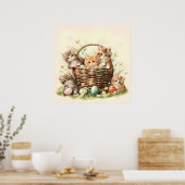 Spring Kitten Oaster Basket Poster (Küche)