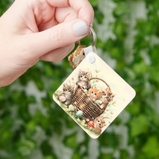 Spring Kitten Oaster Basket Schlüsselanhänger (Hand)