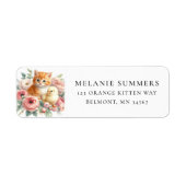 Spring Kitten und Chick Floral Address Label (Vorne)