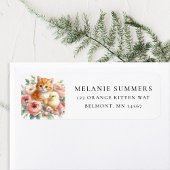 Spring Kitten und Chick Floral Address Label
