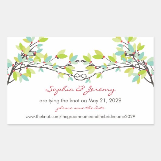 Spring Knotted Liebe Trees Save the Date Sticker (Vorderseite)