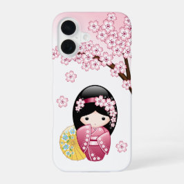 Spring Kokeshi Doll - Cute Japanese Geisha iPhone 16 Hülle