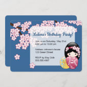 Spring Kokeshi Doll - Japan Geisha Birthday Party Einladung (Vorne/Hinten)