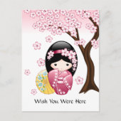 Spring Kokeshi Doll - Japanisch Geisha Wish Postkarte (Vorderseite)