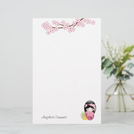 Spring Kokeshi Doll Niedlich Geisha Girl Briefpapier