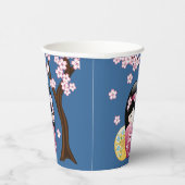 Spring Kokeshi Doll - Niedlich Geisha Girl on Blue Pappbecher (Rechts)