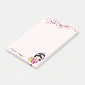 Spring Kokeshi Doll Niedlich Geisha Girl Pink Post-it Klebezettel (angewinkelt)