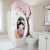 Spring Kokeshi Doll Niedlich Japanisch Geisha Girl Duschvorhang (Beispiel)