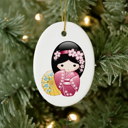 Spring Kokeshi Doll - Niedlich Japanisch Geisha Keramik Ornament (Baum)