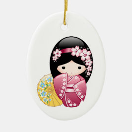 Spring Kokeshi Doll - Niedlich Japanisch Geisha Keramik Ornament
