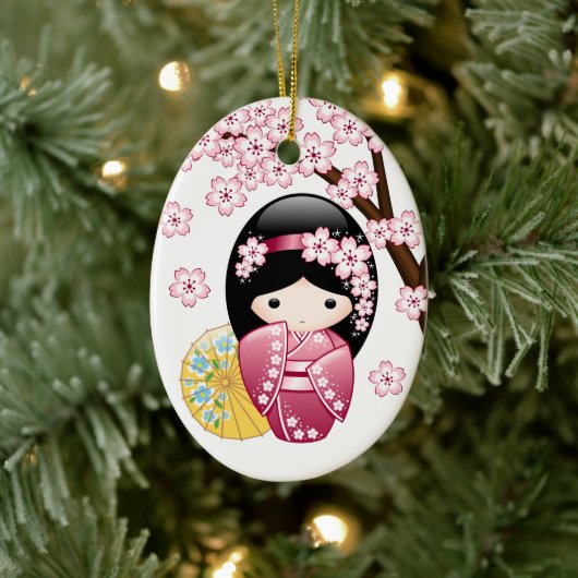 Spring Kokeshi Doll - Niedlich Japanisch Geisha Wh Keramik Ornament (Baum)