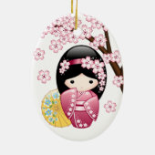 Spring Kokeshi Doll - Niedlich Japanisch Geisha Wh Keramik Ornament (Hinten)