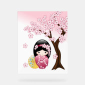 Spring Kokeshi Doll - Niedliches japanisches Geish Acrylschild (Vorderseite)