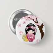 Spring Kokeshi Doll - Niedliches japanisches Geish Button (Vorne & Hinten)