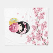 Spring Kokeshi Doll - Niedliches japanisches Geish Fleecedecke (Vorderseite (Horizontal))