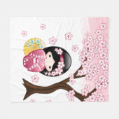 Spring Kokeshi Doll - Niedliches japanisches Geish Fleecedecke (Vorderseite (Horizontal))