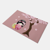 Spring Kokeshi Doll - Niedliches japanisches Geish Fußmatte (Schrägansicht)