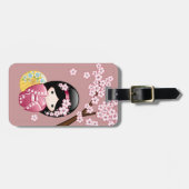 Spring Kokeshi Doll - Niedliches japanisches Geish Gepäckanhänger (Vorderseite horizontal)