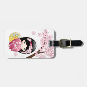 Spring Kokeshi Doll - Niedliches japanisches Geish Gepäckanhänger (Vorderseite horizontal)