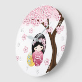 Spring Kokeshi Doll - Niedliches japanisches Geish Große Wanduhr (Winkel)