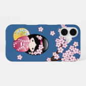 Spring Kokeshi Doll - Niedliches japanisches Geish iPhone 16 Hülle (Rückseite (Horizontal))