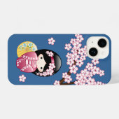 Spring Kokeshi Doll - Niedliches japanisches Geish iPhone Hülle (Rückseite (Horizontal))