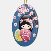 Spring Kokeshi Doll - Niedliches japanisches Geish Keramik Ornament (Links)
