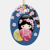 Spring Kokeshi Doll - Niedliches japanisches Geish Keramik Ornament (Hinten)